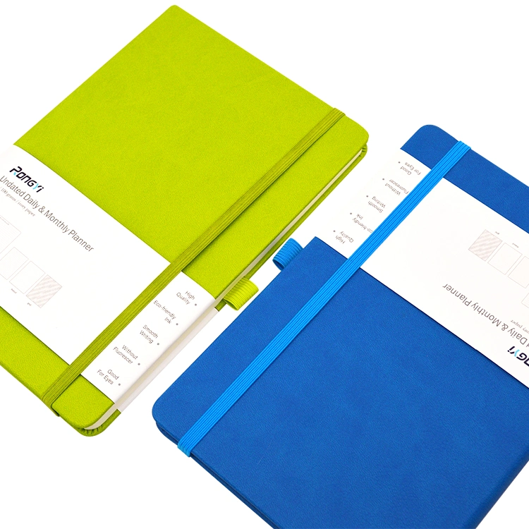 2023 A5 PU Hard Cover Leather Diary Agendas Promotional Business School Notebook Elastic Band