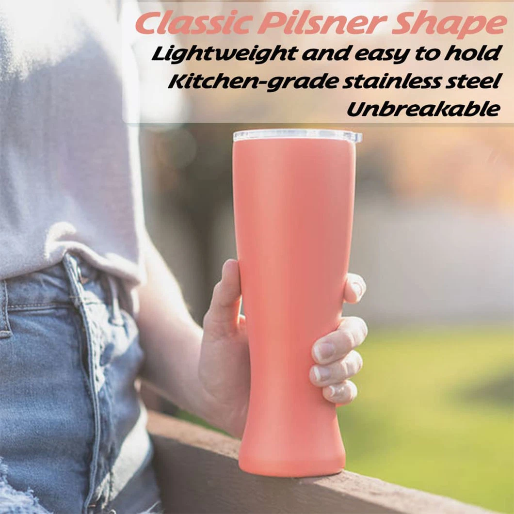 16oz 20oz 30oz Cold Retention Double Wall Construction Vacuum Insulated Stainless Steel Drinking Tumbler Pilsner Beer Glass