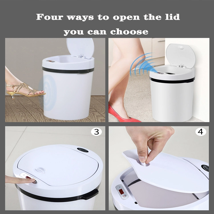 Trash Smart Can Touch-Free Intelligent Trash Bin Automatic Kitchen Smart Trash Can Sensor Battery -U