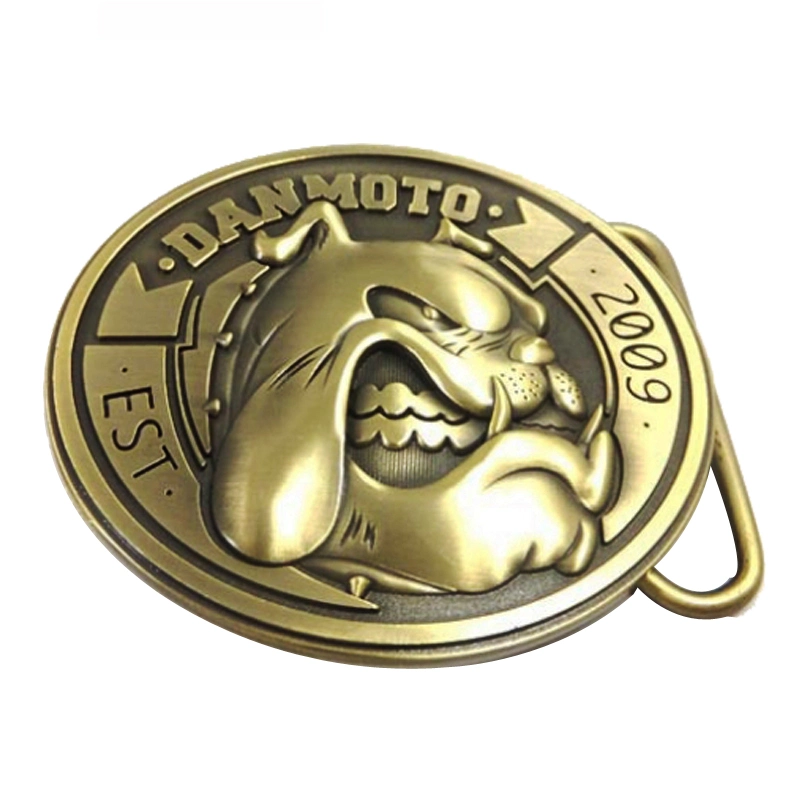 Fashion Customized Belt Buckles with Leather Customized Embossed Design Antique Gold Plated Metal Belt Buckles (belt-021)