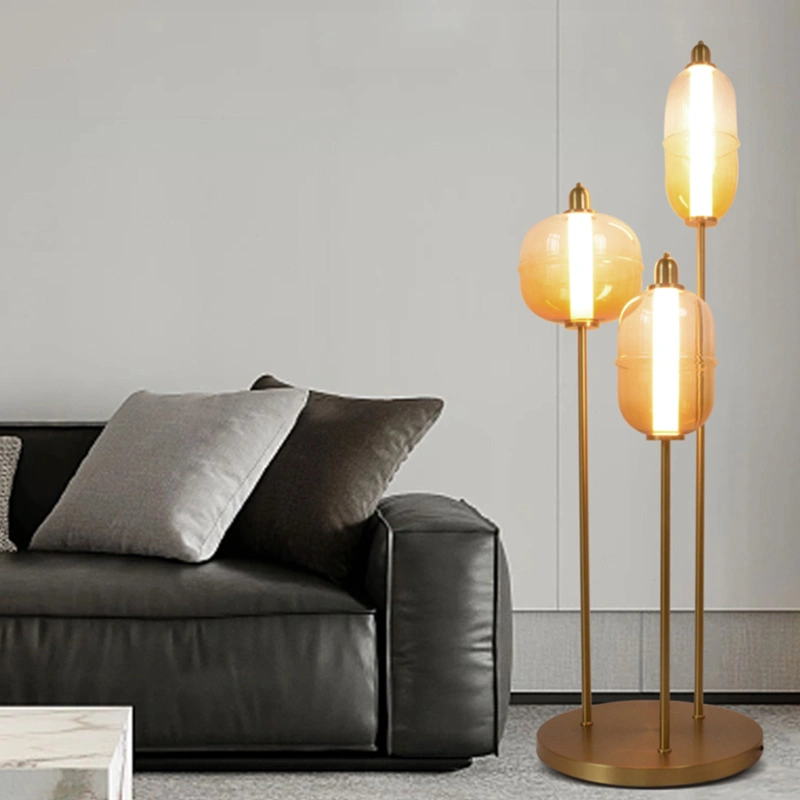 Hotel Luxury Gradient Brown Glass Floor Lamp for Living Room