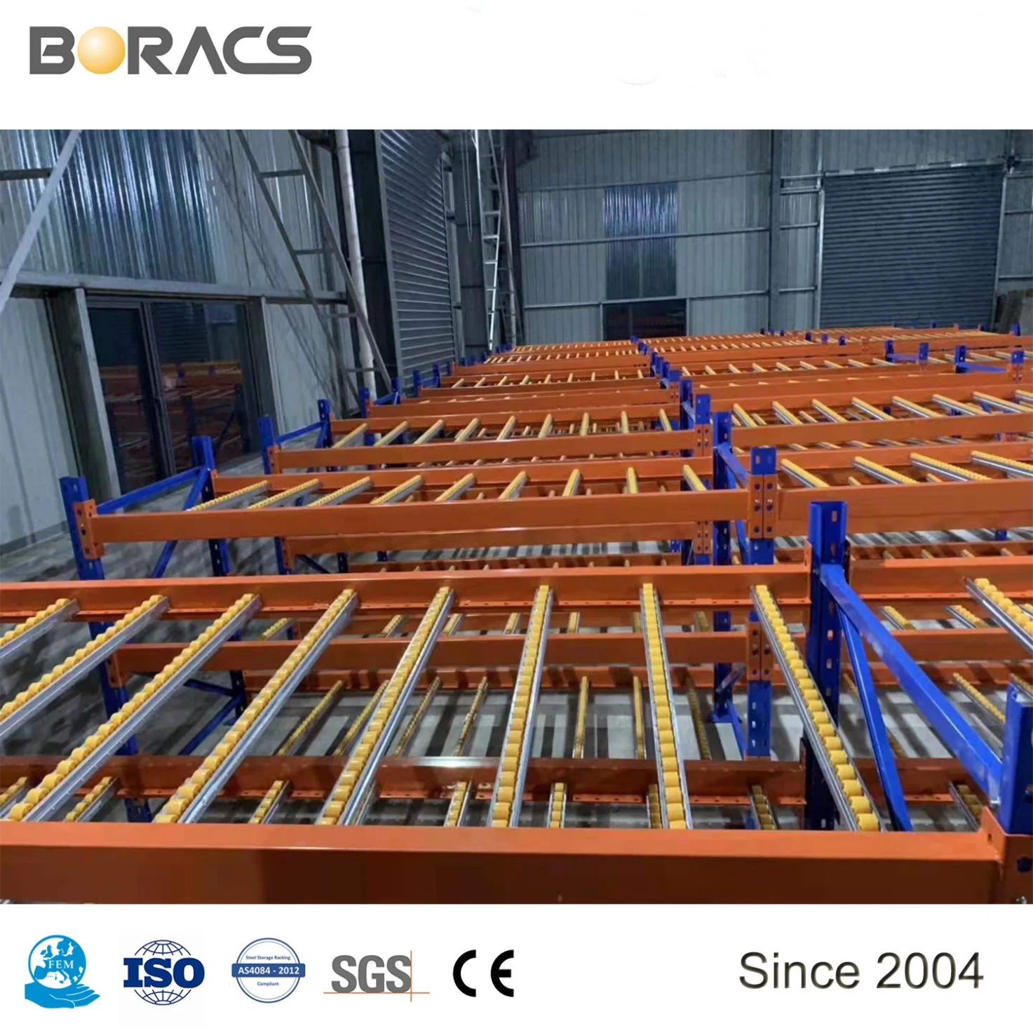 Heavy Duty Steel Carton Flow Through Steel Long Strip Gravity Flow Racking in Logistic Cargo Center