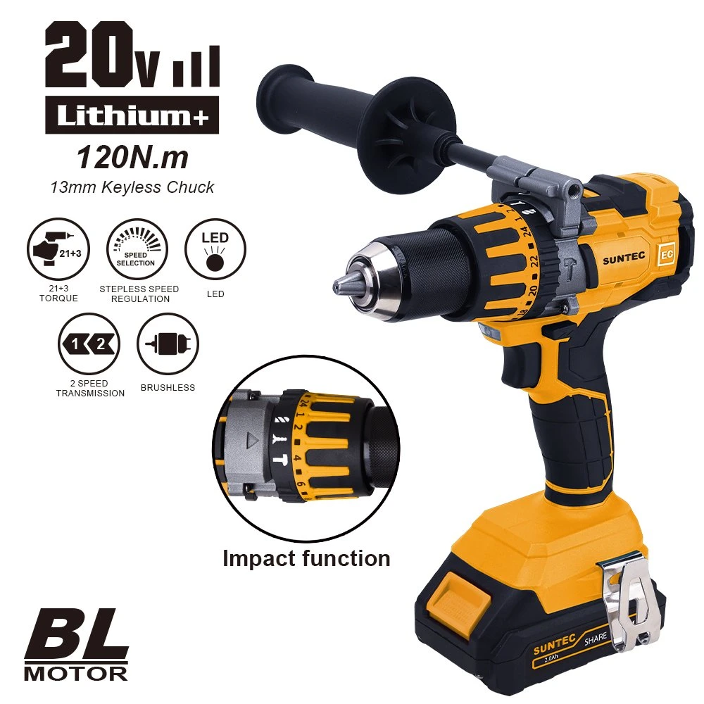 Electric Power Tools Combo Kit Liangye 20V Rechargeable Battery Operated Cordless Impact Wrench and Screwdriver