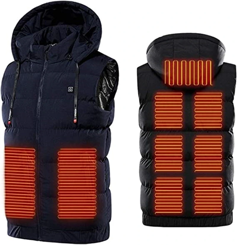 Fashion Electrical Heated Hooded Vest Winter Waterproof USB Sleeveless Heated Jackets