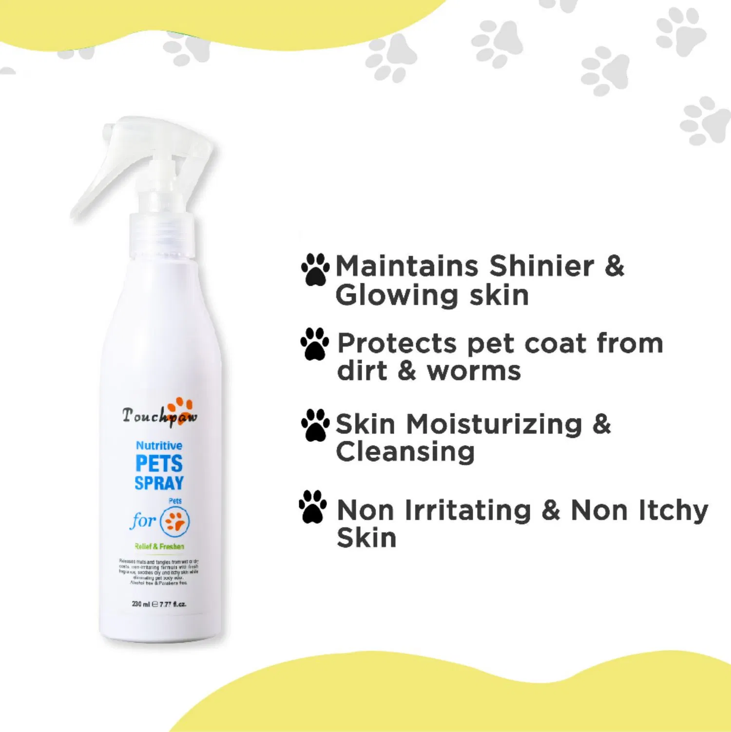 Non-Irritating Formula Soothes Dry and Itchy Skin Pets Spray