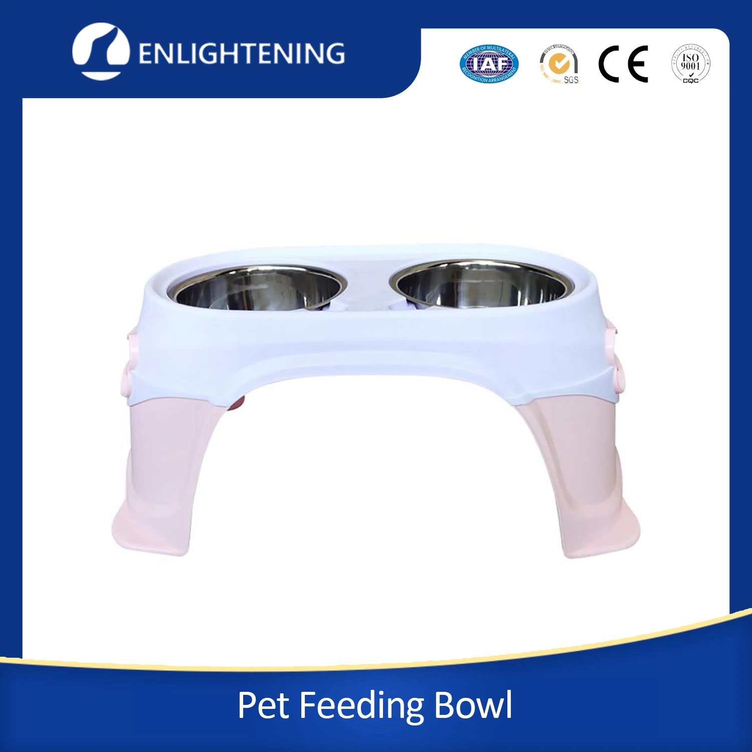 Dog Double Food Bowl Pet Food Water Elevated Pet Feeding Bowl with Raised Stand