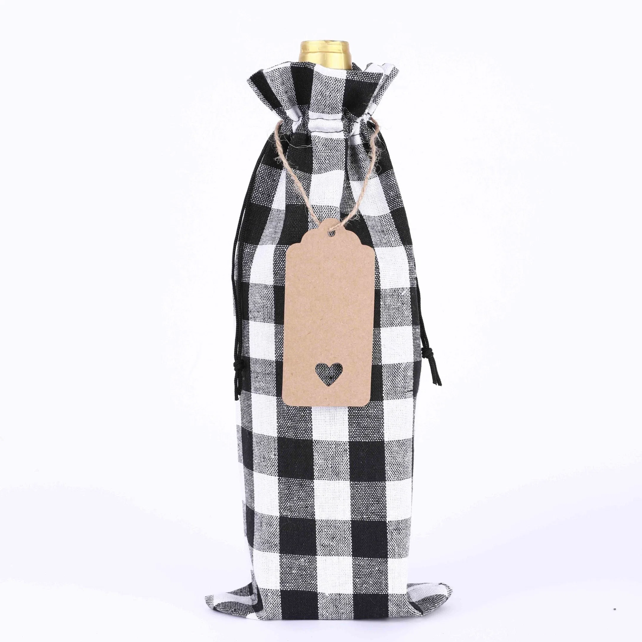 Custom Christmas Decoration Linen Wine Bottle Bags Gift Wine Bottle Cover