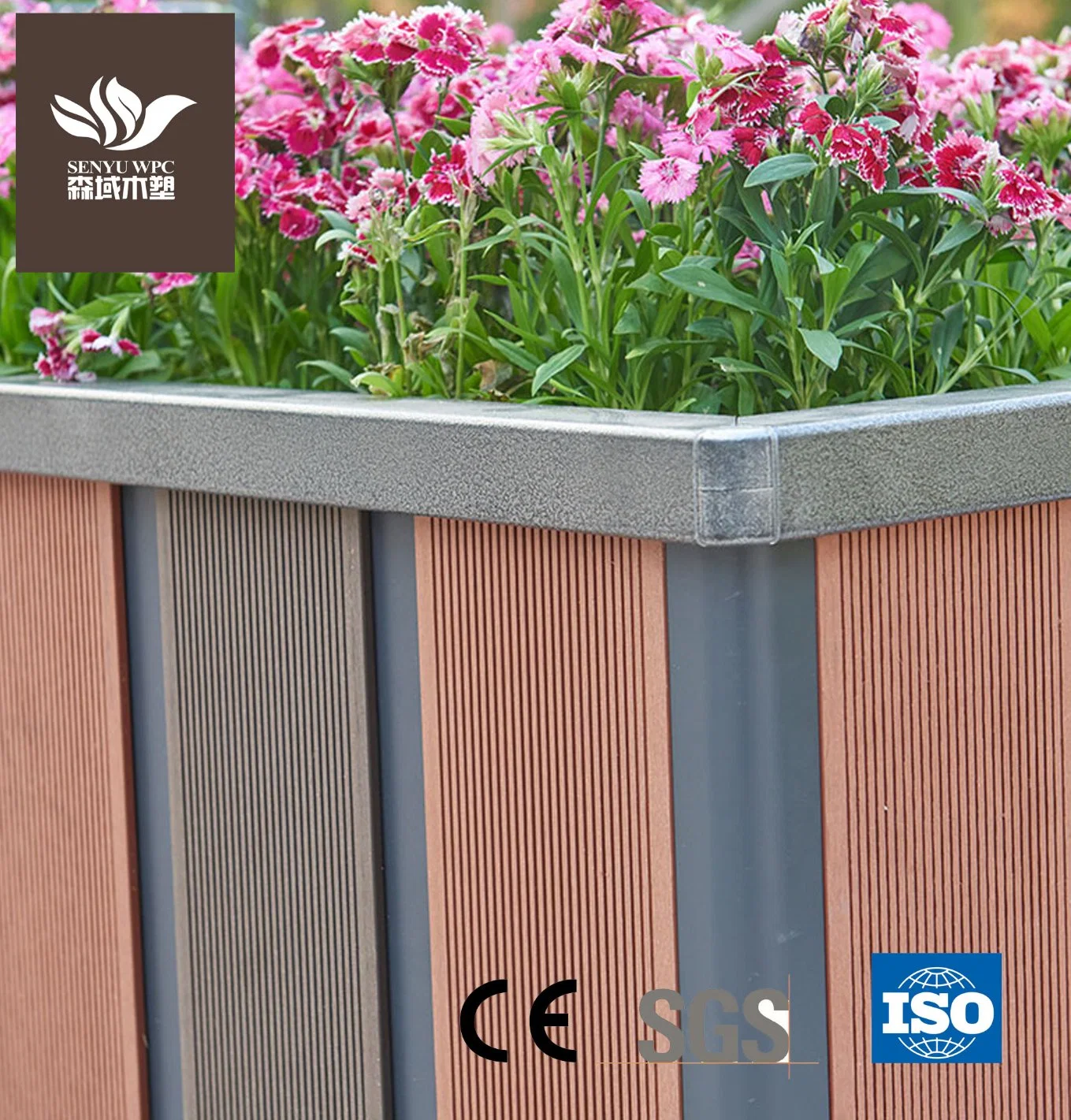 Garden Outdoor WPC Material Aluminium Alloy Flower Plant Pot