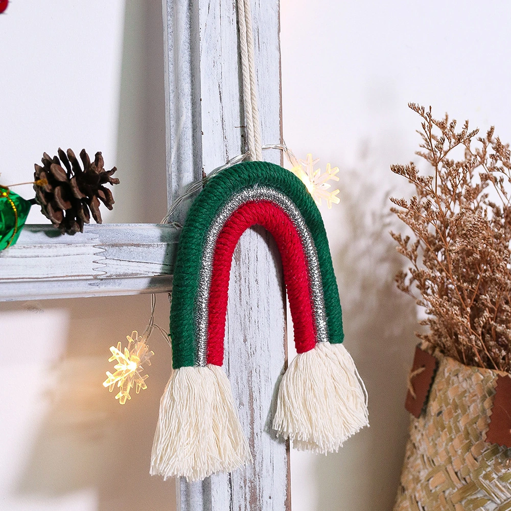 Christmas Decor Dream Catcher Rainbow Tassel Wall Hanging