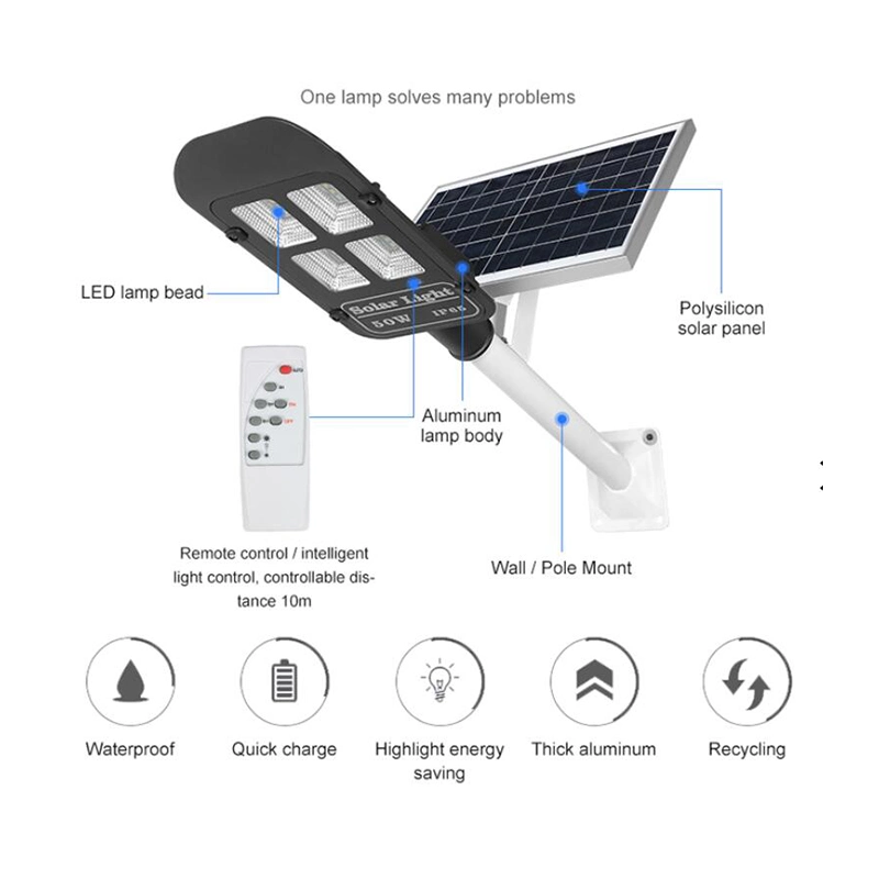 Outdoor Solar Garden Energy System Lithium Battery Separated Street Light Lamp Lights Lighting Decoration Saving Power Home Products Street Sensor Lamps