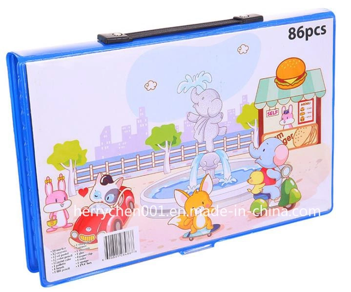 86PCS Crayon, Water Pen Stationery Set, Sky-0086