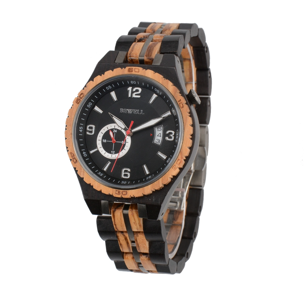 Unisex Watches Eco-Friendly Bamboo Wood Wrist Watch with Stainless Steel Back