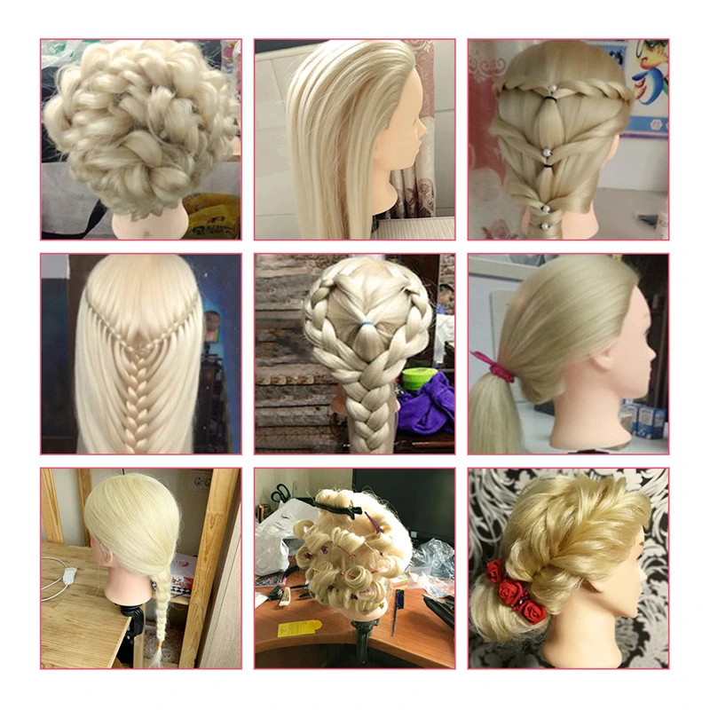 30" High Temperature Fiber Hair Styling Mannequin Head Practice Cutting Blonde Hairdressing Dummy Dolls Head for Wig