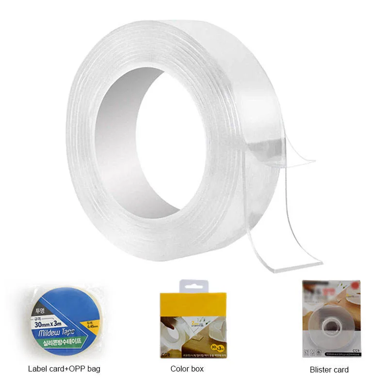 Removable Reusable Washable Sticky PU Adhesive Nano Double Sided Tape