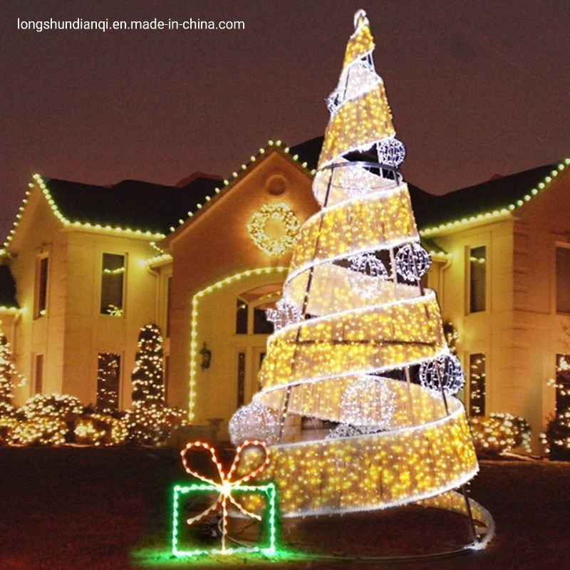 Branco quente Outdoor decoração de Natal LED Spiral Ribbon Tree