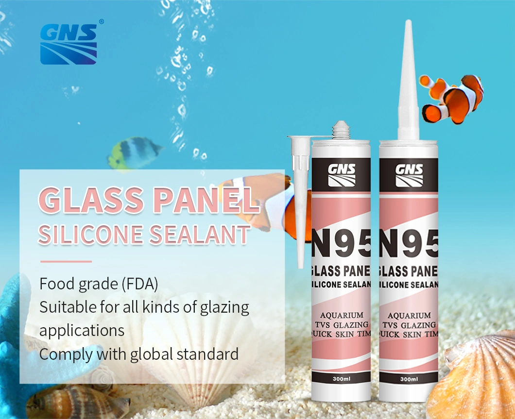 GNS N95 100% silicona sin aceite blanco Grado alimenticio acético Sellador de silicona de uso general resistente al agua para acuario de curado rápido