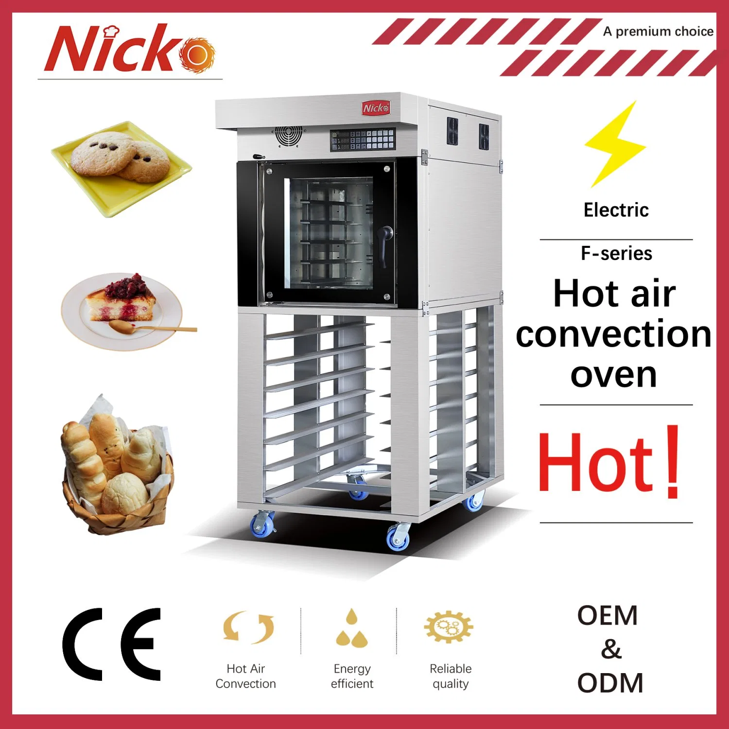 Fabricante de equipos de cocina comercial de Guangzhou Horno de pizza eléctrico de panadería de cocina eléctrica Horno de convección / Horno rotatorio / Horno de horneado / Horno de cubierta