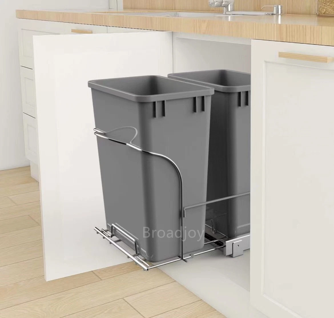 Kitchen Cabinet Sorting Bin or Under Sink Soft Close Pull out Plastic Trash Can