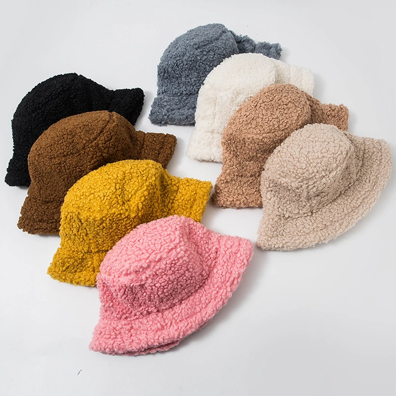 Fisherman Cap Can Be Customized Logo Artificial Wool Warm Winter Bucket Hat