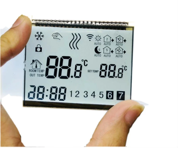 شاشة LCD أحادية اللون ذات 7 مقاطع مخصصة في المصنع TN Htn شاشة عرض LCD مخصصة Stn FSTN VA