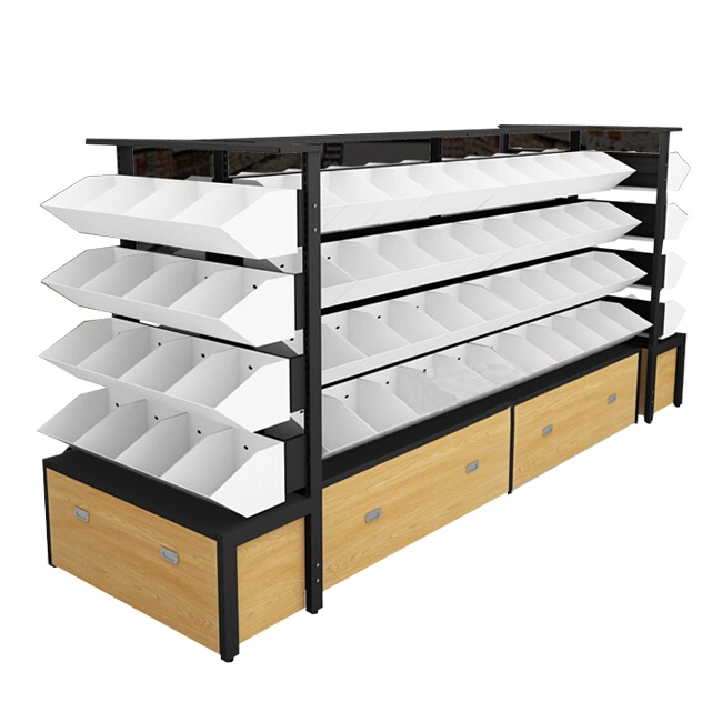 Supermarket Snack Display Shelving Bulk Snack Cabinet Plastic Box Shelving Rack for Bakery