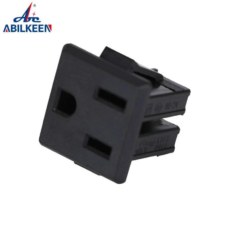 3 Pins Power Socket Plug Black AC 125V 15A Light Socket