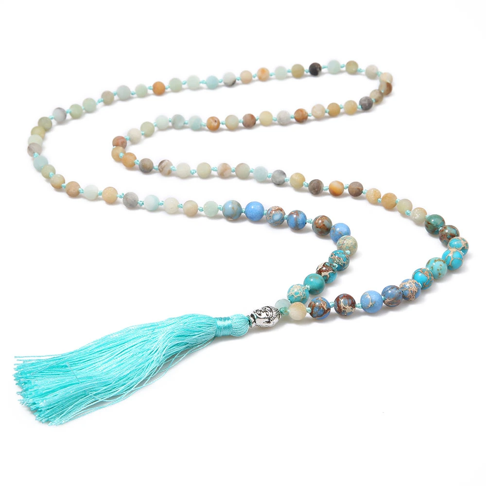 108 Gemstone Amazonite Beads Necklace