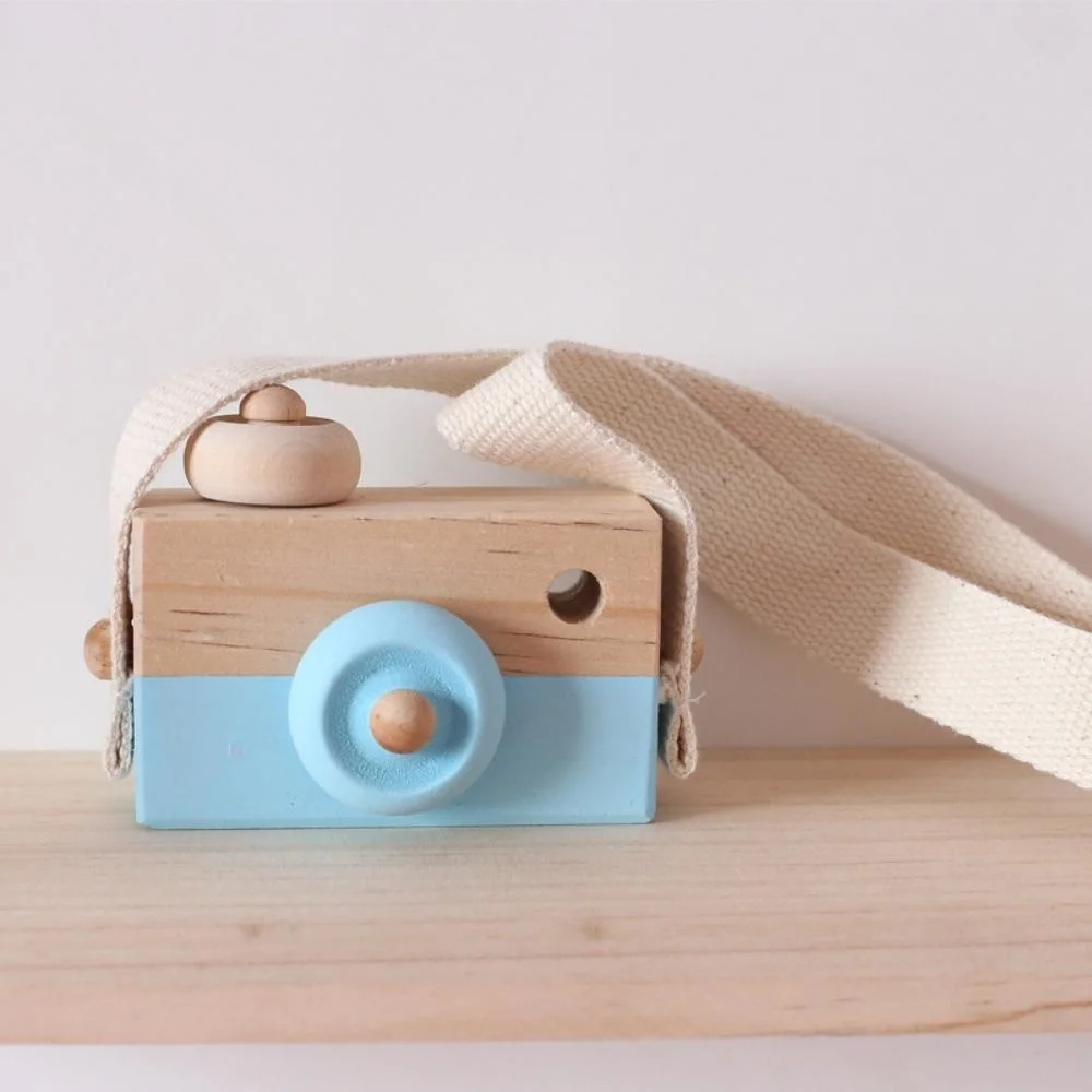 Pine Wooden Camera Mini Play Wooden Camera Toy Handmade Cute Nordic Style Boys Girls Neck Hanging Camera Portable Kids Toy Bl21985