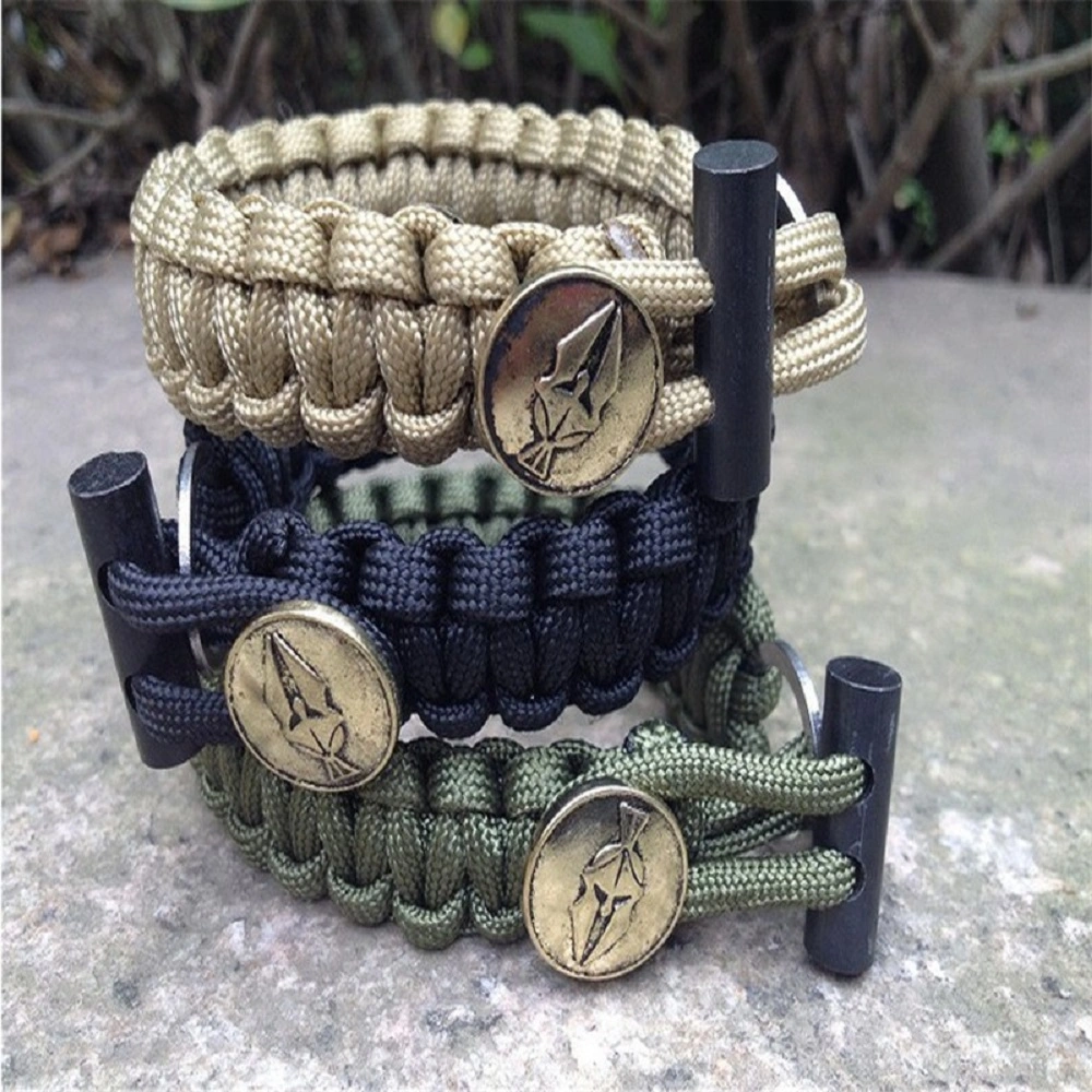 Edelstahl Paracord Armband Double Hole mit Flint Armband Mini Survival Bracelets Bl18267