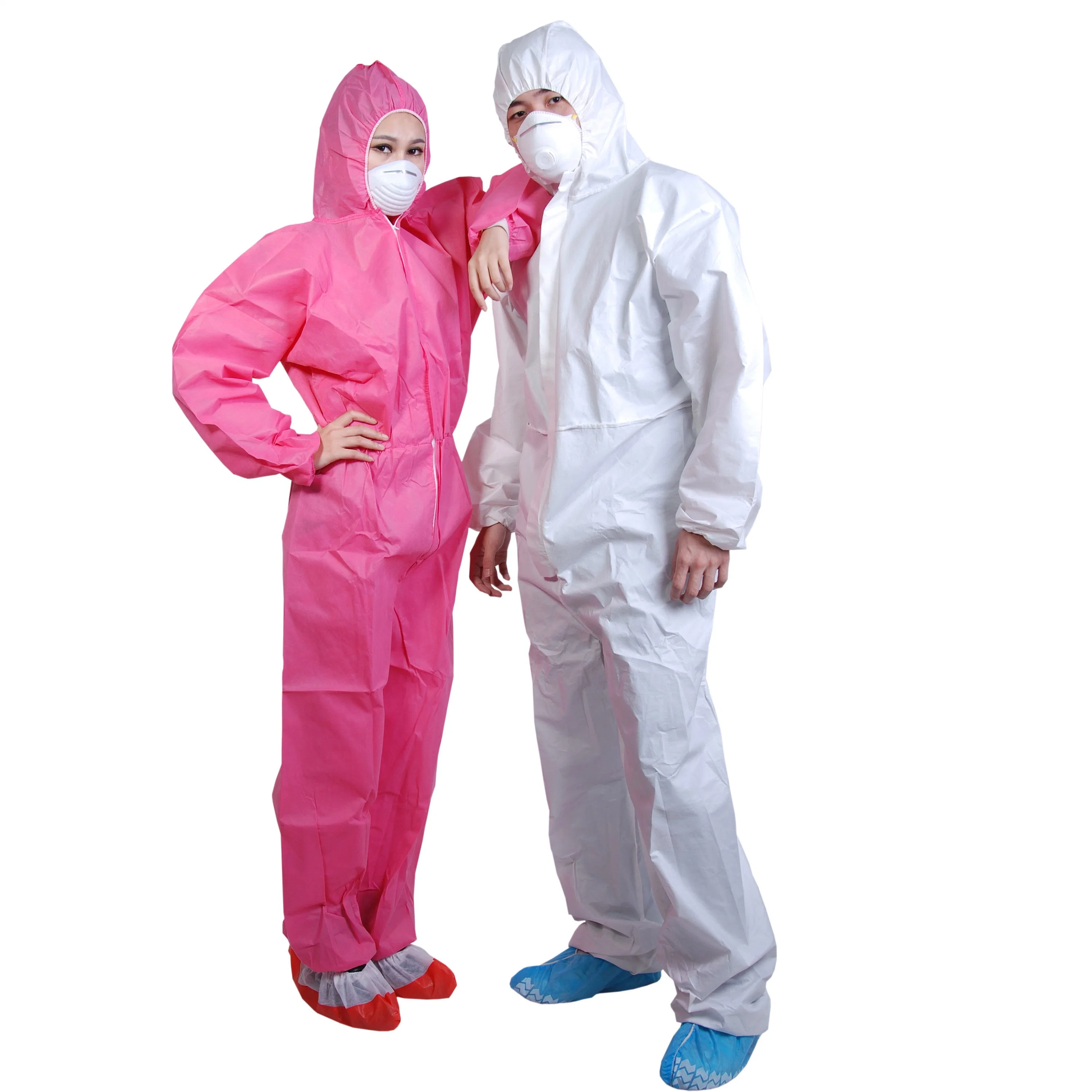 Disposable Orange Chemical Protective Coverall Suit From Topmed with Hood Work Wear Uniform