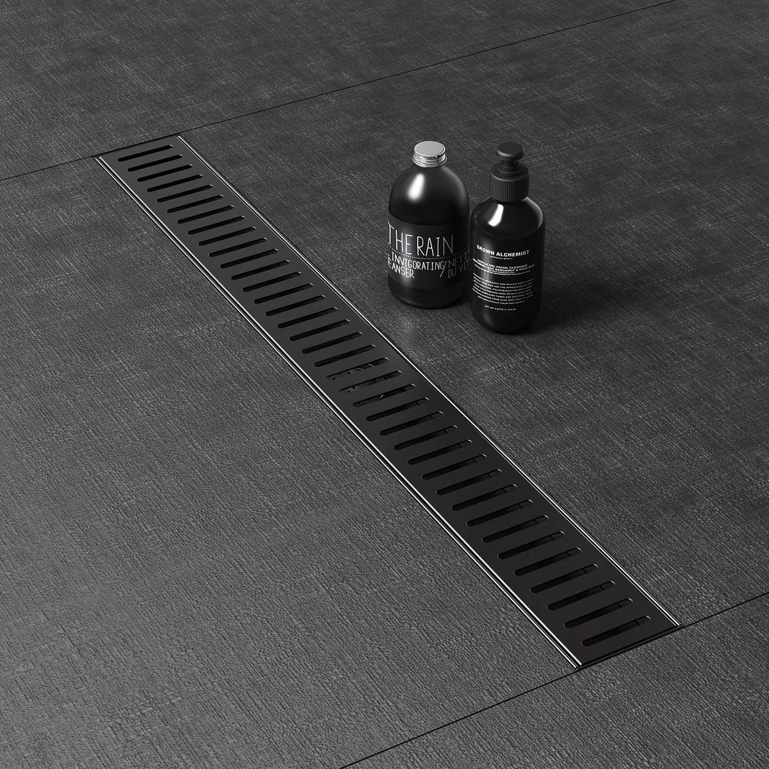 24inch Long Floor Drain Stainless Steel Matt Black