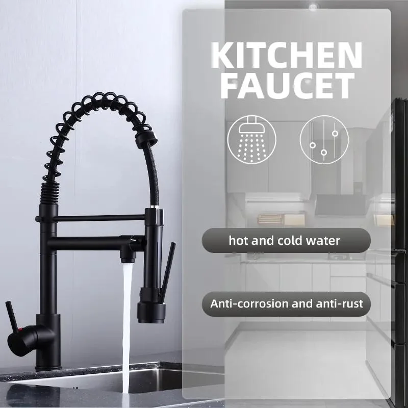 Luxury Pullout Sink Taps Pull out Kitchen Faucet Matt Black with Pull Down Sprayer Kitchen Tap Kitchen Sink Faucet