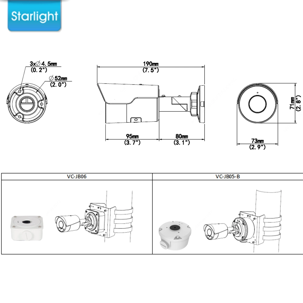 Mini Starlight ir Bullet Cámara IP micrófono tarjeta SD Poe CCTV