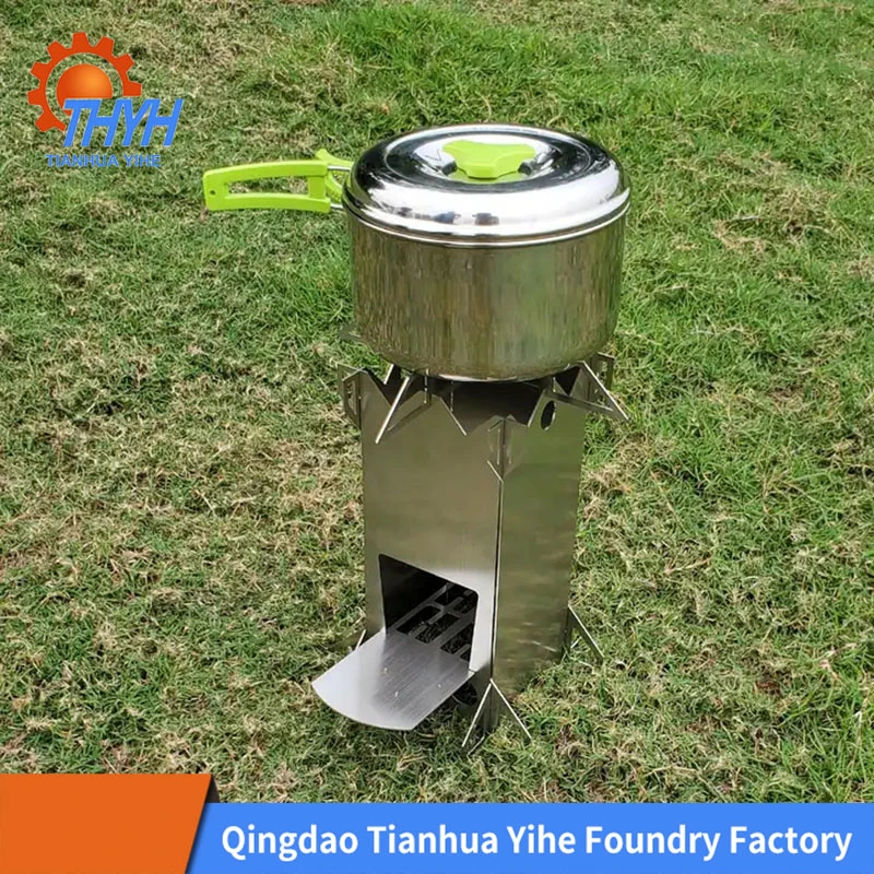 Popular Outdoor Portable Cooking Stainless Steel Silver Rocket Stove