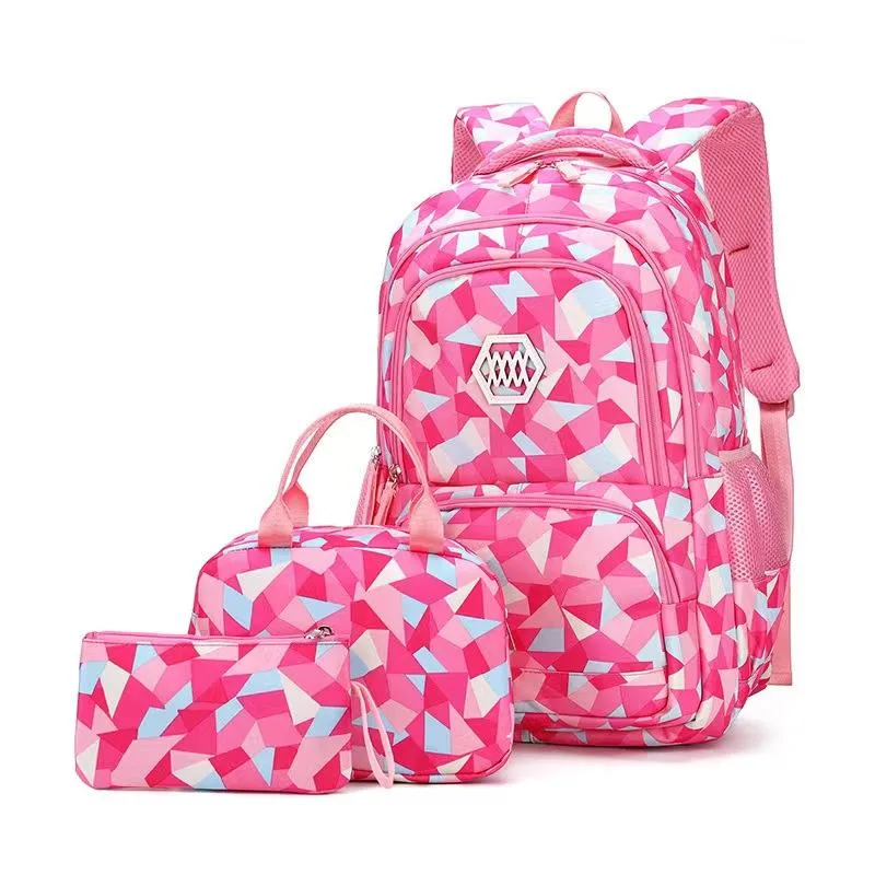 3PCS/Set Women Backpack Casual Canvas Students School Bags with Pencil Case for Teenagers