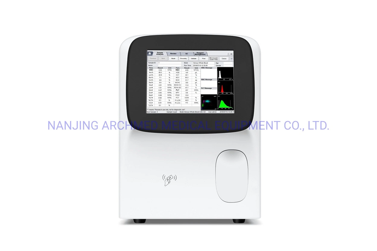 Equipo de laboratorio Blockbuster Mini 5-Part Hematology Analyzer con TFT Touch Instrumento médico de la pantalla