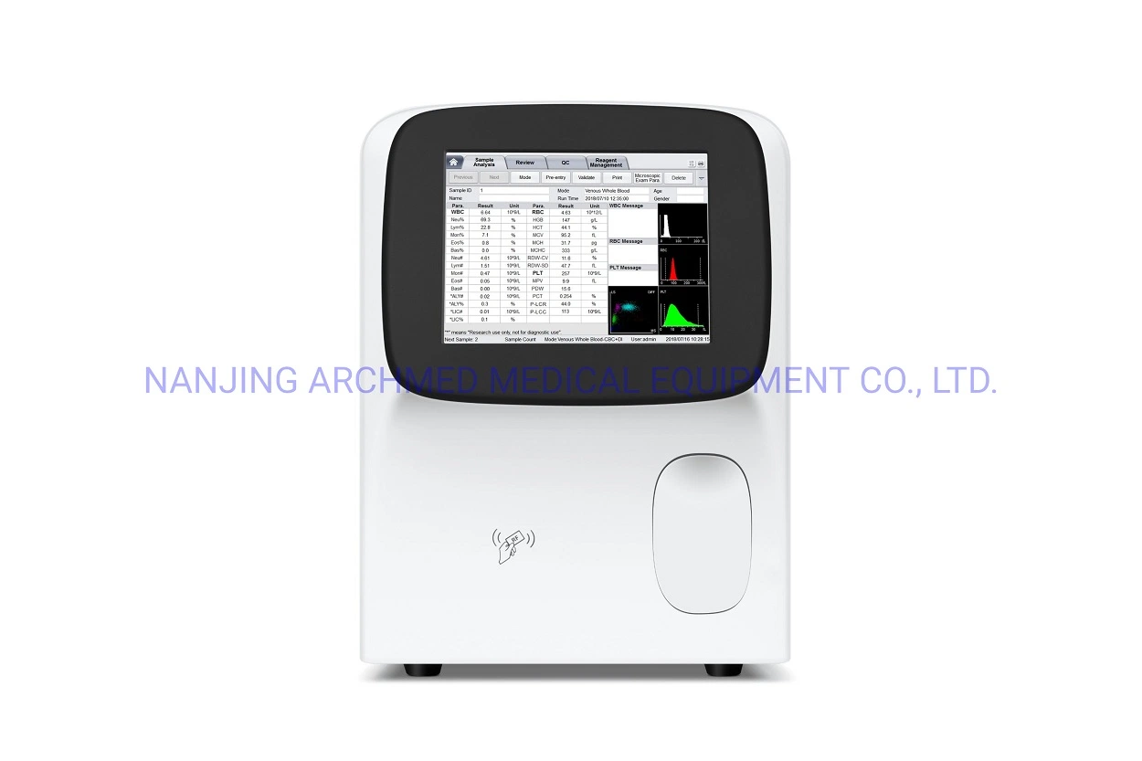 Équipement de laboratoire Blockbuster Mini analyseur d'hématologie 5 parties avec écran tactile TFT Écran instrument médical