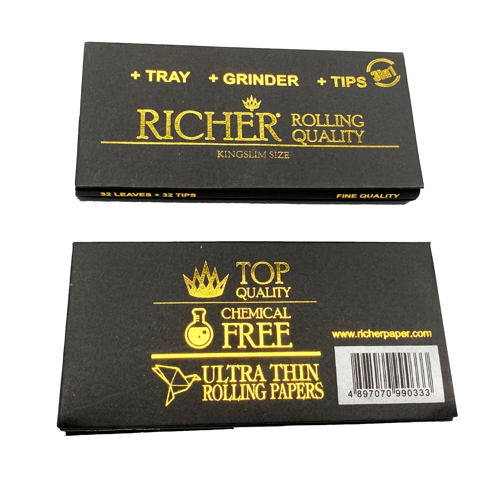 3 in einem Custom Black Rolling Papers mit schwarzen Spitzen Schließung durch Magnet