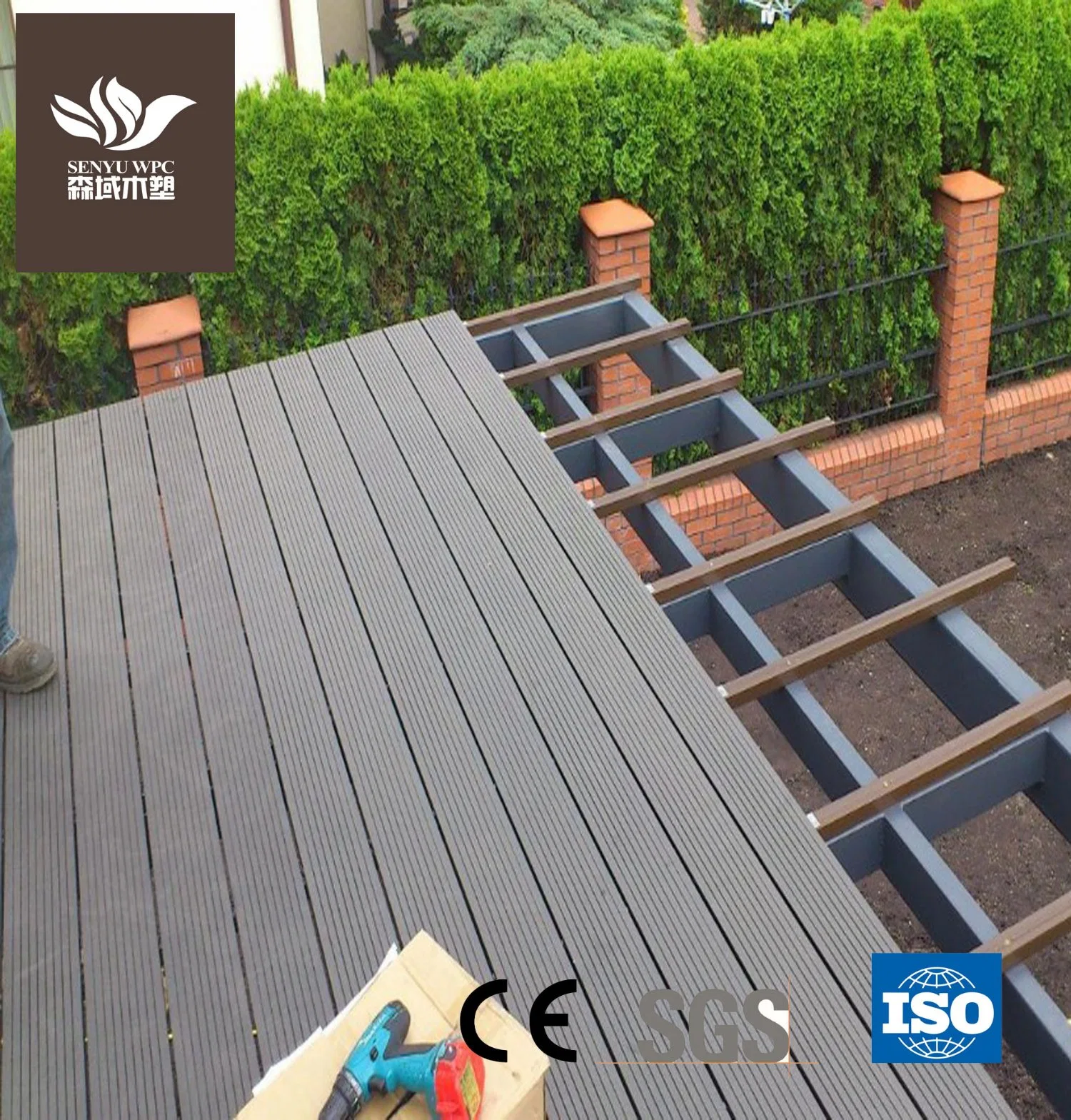 Pas de formaldéhyde de matériaux de construction en bois massif du Conseil en matière plastique Composite Decking WPC Flooring