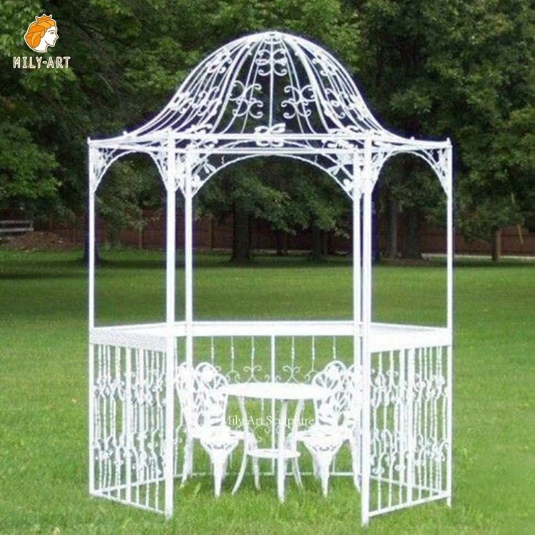 Garden Hotel Park Ornamental Outdoor Furniture Large Metal Sunroom Glass Houses Cast Wrought Iron Gazebo for Sale