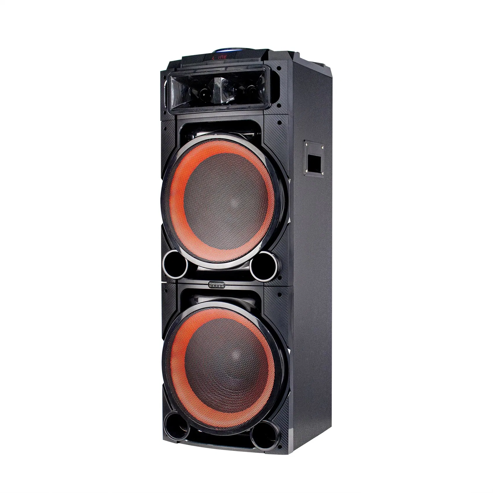 Temeisheng Circle Light Dual 10inch OEM Factory Outdoor Party Bluetooth Altavoz de madera