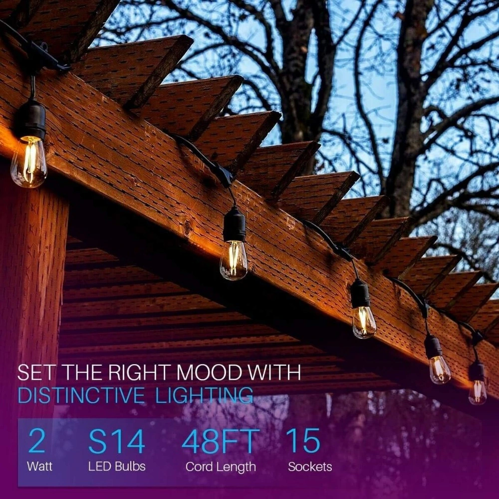 IP65 15m LED Wasserdicht E27 warme LED Retro Edison Filament Glühbirne String Lichter für Outdoor-Street-Garten Terrasse Urlaub Beleuchtung