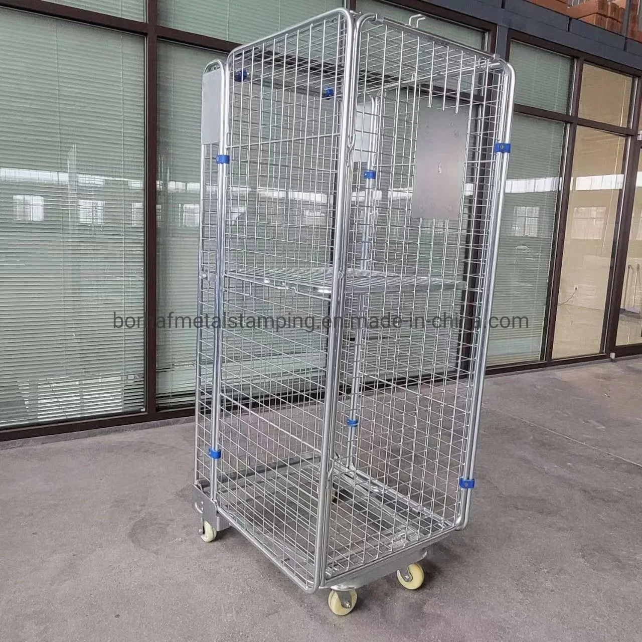 Supermarket Display Stands Folding Wire Cage Laundry Cage Logistic Roll Containers Roller Cart