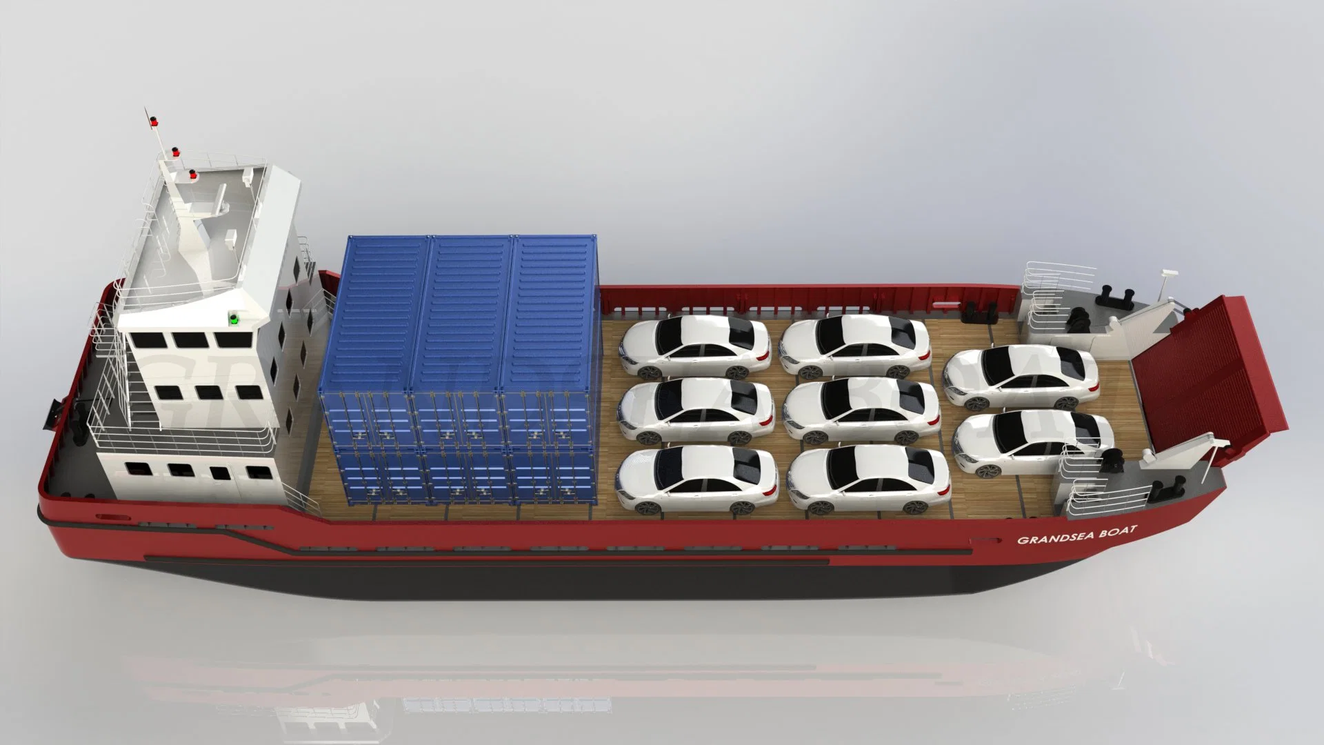 Chinese Manufacturer 36m Lct RO RO Car and Container Barge Boat for Sale