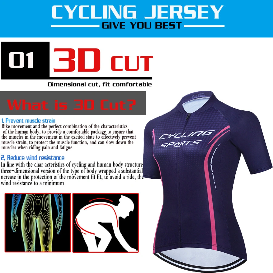 Comercio al por mayor Cycling Jersey Mujer Bicicleta Ciclismo Moto Traje de malla transpirable Jersey vestir prendas de vestir