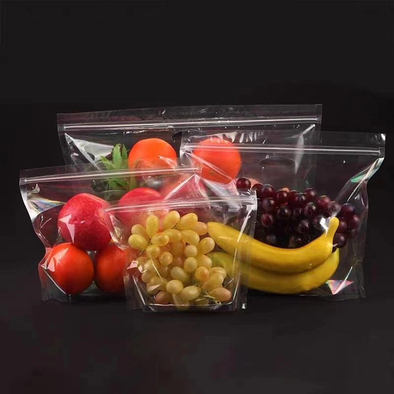 Recicle Alimentos Grado 500g Anti Fog Reealable Fresh Grape Apple Naranja Frutas Verduras plástico cierre de cremallera Bolsa de embalaje con aire Bolsas de cremallera de perforación micro