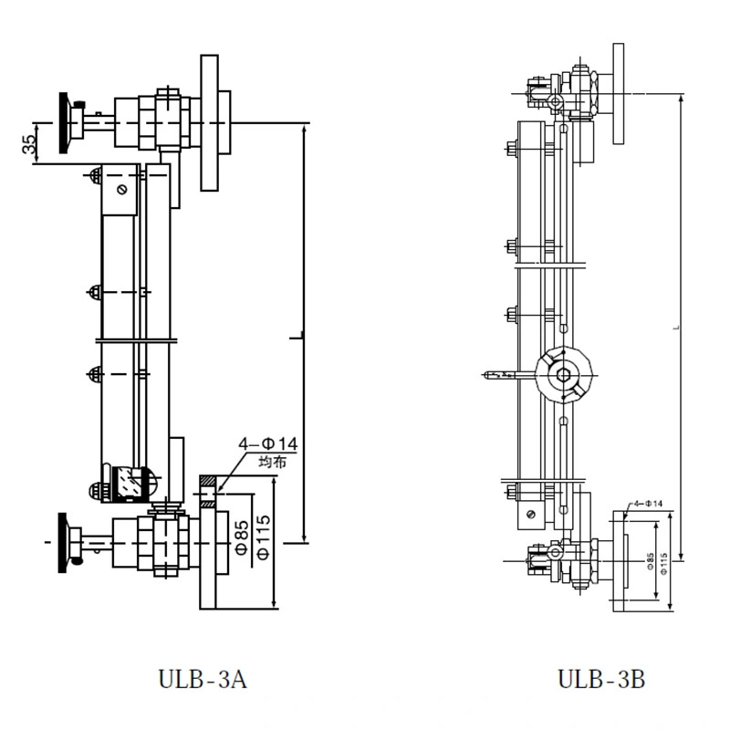 Indicador de nivel de vidrio tipo plano Venta en caliente indicador de nivel mecánico placa de alta calidad indicador de nivel de tipo ULB-3A-C, ULB-3b-C, ULB-3c-C.