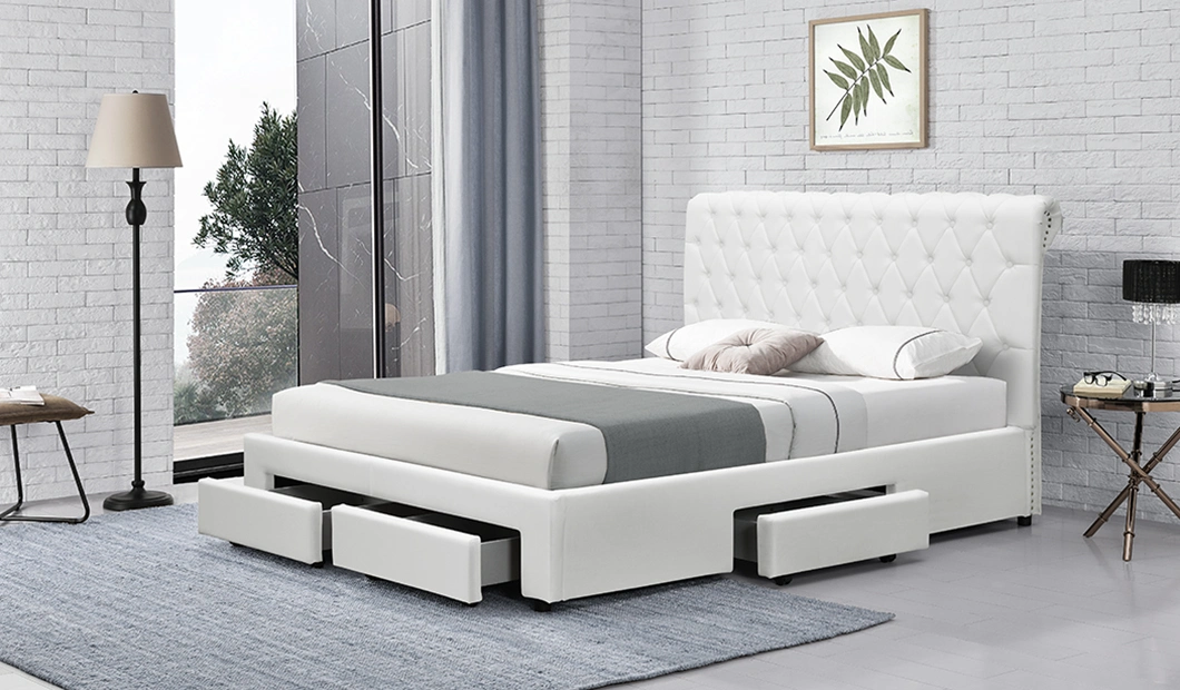 Willsoon 1217D moderne europäische Designs Doppel-Storage-Bett King Queen Größe mit Schublade osmanischen Samt Stoff Bett