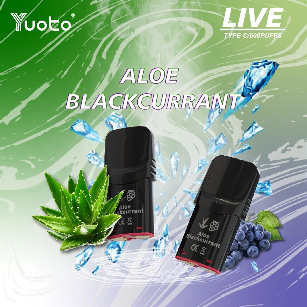 14 sabores Yuoto Live 600 Puff 2% nicotina 2ml cartucho 350mAh bobina de malla de batería de litio tipo C con TPD desechable Vaina