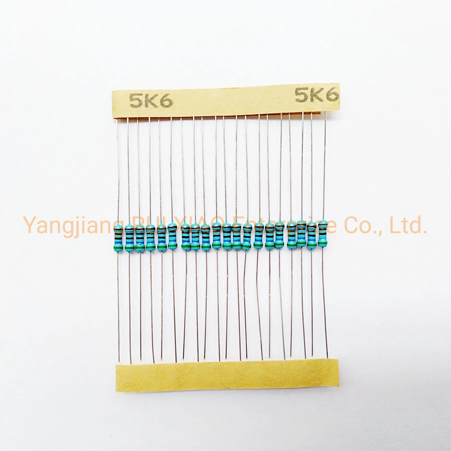 0.25W Metal Film Resistor, Five-Color Ring Resistor, 1% Accuracy, 5K6
